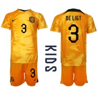 Nizozemska Matthijs de Ligt #3 Domaci Dres za djecu SP 2022 Kratak Rukav (+ Kratke hlače)